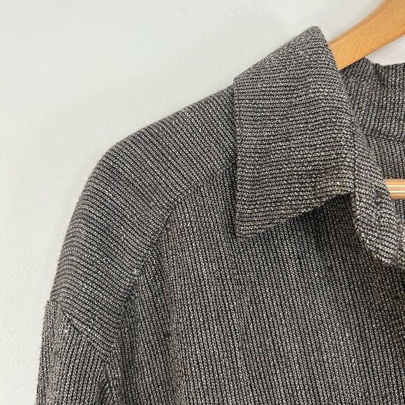 Eileen Fisher Grey Mixed Thread Oversized Linen Blend Shirt - Picture 5 of 7